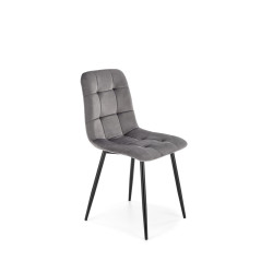 Scaun tapitat living/sufragerie Halmar K526, cadru metal, spatar matlasat, stil clasic, 45x55x47x89cm, catifea, gri
