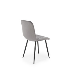 Scaun tapitat living/sufragerie Halmar K526, cadru metal, spatar matlasat, stil clasic, 45x55x47x89cm, catifea, gri