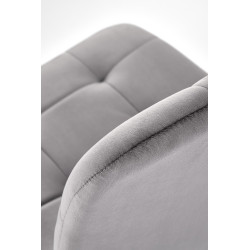 Scaun tapitat living/sufragerie Halmar K526, cadru metal, spatar matlasat, stil clasic, 45x55x47x89cm, catifea, gri