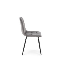 Scaun tapitat living/sufragerie Halmar K526, cadru metal, spatar matlasat, stil clasic, 45x55x47x89cm, catifea, gri