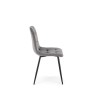 Scaun tapitat living/sufragerie Halmar K526, cadru metal, spatar matlasat, stil clasic, 45x55x47x89cm, catifea, gri