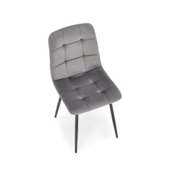 Scaun tapitat living/sufragerie Halmar K526, cadru metal, spatar matlasat, stil clasic, 45x55x47x89cm, catifea, gri