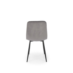 Scaun tapitat living/sufragerie Halmar K526, cadru metal, spatar matlasat, stil clasic, 45x55x47x89cm, catifea, gri