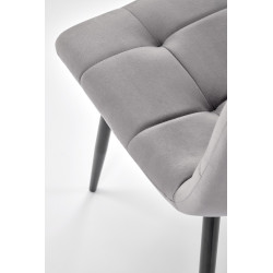 Scaun tapitat living/sufragerie Halmar K526, cadru metal, spatar matlasat, stil clasic, 45x55x47x89cm, catifea, gri