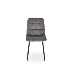 Scaun tapitat living/sufragerie Halmar K526, cadru metal, spatar matlasat, stil clasic, 45x55x47x89cm, catifea, gri