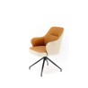 Scaun living/sufragerie Halmar K527, cadru metal, rotativ 180 grade, stil scandinav, 60x65x85x40cm, piele/textil, maro/bej