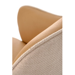 Scaun living/sufragerie Halmar K527, cadru metal, rotativ 180 grade, stil scandinav, 60x65x85x40cm, piele/textil, maro/bej