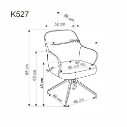 Scaun living/sufragerie Halmar K527, cadru metal, rotativ 180 grade, stil scandinav, 60x65x85x40cm, piele/textil, maro/bej