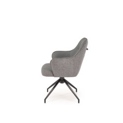 Scaun living/sufragerie Halmar K527, cadru metal, rotativ 180 grade, stil scandinav, 60x65x85x40cm, piele/textil, gri