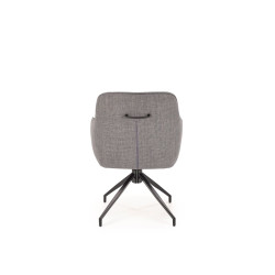Scaun living/sufragerie Halmar K527, cadru metal, rotativ 180 grade, stil scandinav, 60x65x85x40cm, piele/textil, gri