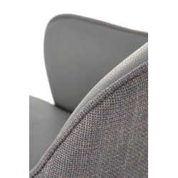 Scaun living/sufragerie Halmar K527, cadru metal, rotativ 180 grade, stil scandinav, 60x65x85x40cm, piele/textil, gri