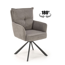Scaun tapitat living Halmar K528, cadru metal, rotativ 180 grade, perna inclusa, stil scandinav, 60x67x90x47cm, gri