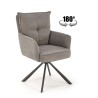 Scaun tapitat living Halmar K528, cadru metal, rotativ 180 grade, perna inclusa, stil scandinav, 60x67x90x47cm, gri