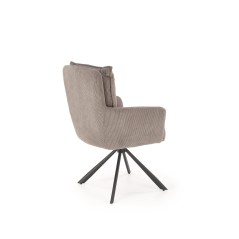 Scaun living/sufragerie Halmar K528, perna confortabila, cadru metal, stofa si catifea, gri