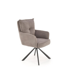 Scaun tapitat living Halmar K528, cadru metal, rotativ 180 grade, perna inclusa, stil scandinav, 60x67x90x47cm, gri