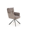 Scaun tapitat living Halmar K528, cadru metal, rotativ 180 grade, perna inclusa, stil scandinav, 60x67x90x47cm, gri