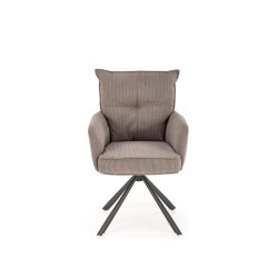 Scaun tapitat living Halmar K528, cadru metal, rotativ 180 grade, perna inclusa, stil scandinav, 60x67x90x47cm, gri