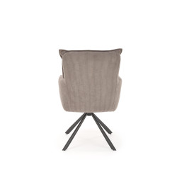 Scaun tapitat living Halmar K528, cadru metal, rotativ 180 grade, perna inclusa, stil scandinav, 60x67x90x47cm, gri