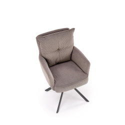 Scaun tapitat living Halmar K528, cadru metal, rotativ 180 grade, perna inclusa, stil scandinav, 60x67x90x47cm, gri