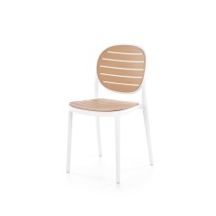 Scaun dining/bucatarie Halmar K529, cadru polipropilena, stil scandinav, 42x51x83x46cm, polipropilena, alb/maro
