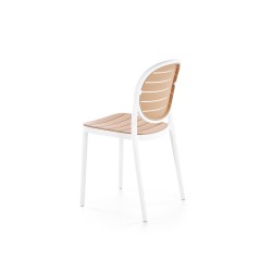 Scaun in stil scandinav, pentru bucatarie/dining, baza polipropilena, picioare antiderapante, alb/maro, 42 x 83 cm