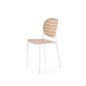 Scaun in stil scandinav, pentru bucatarie/dining, baza polipropilena, picioare antiderapante, alb/maro, 42 x 83 cm