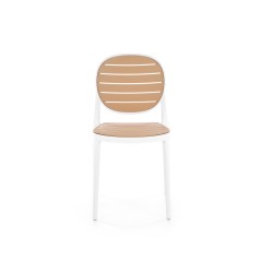 Scaun dining/bucatarie Halmar K529, cadru polipropilena, stil scandinav, 42x51x83x46cm, polipropilena, alb/maro