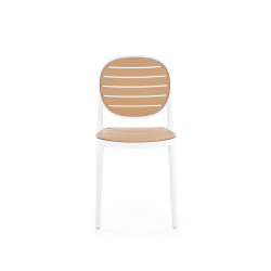 Scaun dining/bucatarie Halmar K529, cadru polipropilena, stil scandinav, 42x51x83x46cm, polipropilena, alb/maro