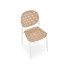 Scaun dining/bucatarie Halmar K529, cadru polipropilena, stil scandinav, 42x51x83x46cm, polipropilena, alb/maro