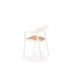 Scaun gradina Halmar K530, cadru polipropilena, stivuibil, stil scandinav, 57x52x80x45cm, polipropilena, alb/maro