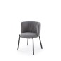 Scaun living, spatar rotund, design modern, tapiterie catifea gri cenusiu, picioare din metal, 60x58x76x45 cm