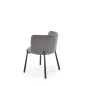 Scaun living, spatar rotund, design modern, tapiterie catifea gri cenusiu, picioare din metal, 60x58x76x45 cm