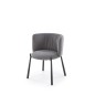 Scaun living, spatar rotund, design modern, tapiterie catifea gri cenusiu, picioare din metal, 60x58x76x45 cm