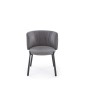 Scaun living, spatar rotund, design modern, tapiterie catifea gri cenusiu, picioare din metal, 60x58x76x45 cm
