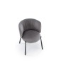 Scaun living, spatar rotund, design modern, tapiterie catifea gri cenusiu, picioare din metal, 60x58x76x45 cm