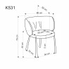 Scaun tapitat living/sufragerie Halmar K531, cadru metal,  stil modern, 60x58x76x45cm, catifea, gri