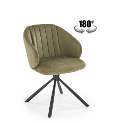 Scaun tapitat living/sufragerie Halmar K533, cadru metal, rotativ 180 grade, stil modern, 57x60x80x49cm, catifea, verde