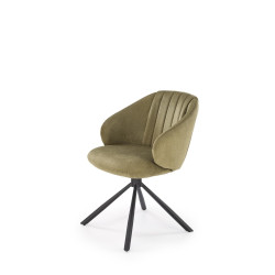 Scaun tapitat living/sufragerie Halmar K533, cadru metal, rotativ 180 grade, stil modern, 57x60x80x49cm, catifea, verde
