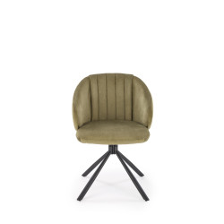 Scaun tapitat living/sufragerie Halmar K533, cadru metal, rotativ 180 grade, stil modern, 57x60x80x49cm, catifea, verde