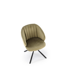Scaun tapitat living/sufragerie Halmar K533, cadru metal, rotativ 180 grade, stil modern, 57x60x80x49cm, catifea, verde