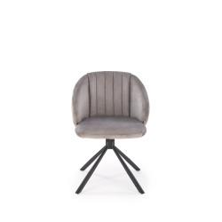 Scaun tapitat living/sufragerie Halmar K533, cadru metal, rotativ 180 grade, stil modern, 57x60x80x49cm, catifea, gri