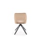 Scaunn tapitat de living, rotativ la 360 grade, picioare metalice, catifea bej, 86 x 57 cm