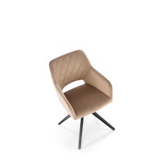 Scaun tapitat living/sufragerie Halmar K535, cadru metal, rotativ 360 grade, stil modern, 57x60x86x50cm, catifea, bej