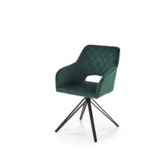 Scaun tapitat living/sufragerie Halmar K535, cadru metal, rotativ 360 grade, stil modern, 57x60x86x50cm, catifea, verde