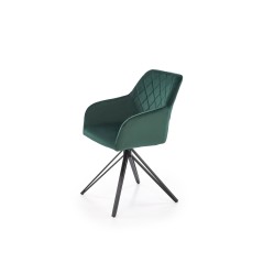 Scaun tapitat living/sufragerie Halmar K535, cadru metal, rotativ 360 grade, stil modern, 57x60x86x50cm, catifea, verde