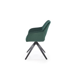 Scaun tapitat living/sufragerie Halmar K535, cadru metal, rotativ 360 grade, stil modern, 57x60x86x50cm, catifea, verde