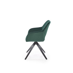 Scaun tapitat living/sufragerie Halmar K535, cadru metal, rotativ 360 grade, stil modern, 57x60x86x50cm, catifea, verde
