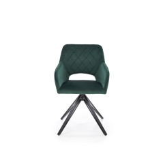 Scaun tapitat living/sufragerie Halmar K535, cadru metal, rotativ 360 grade, stil modern, 57x60x86x50cm, catifea, verde