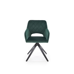 Scaun tapitat living/sufragerie Halmar K535, cadru metal, rotativ 360 grade, stil modern, 57x60x86x50cm, catifea, verde