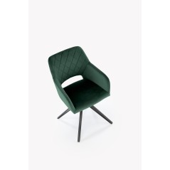 Scaun tapitat living/sufragerie Halmar K535, cadru metal, rotativ 360 grade, stil modern, 57x60x86x50cm, catifea, verde